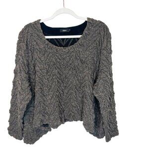 Ralston Womens Grey Virgin Wool Blend Textured Long Sleeve Sweater Size Medium